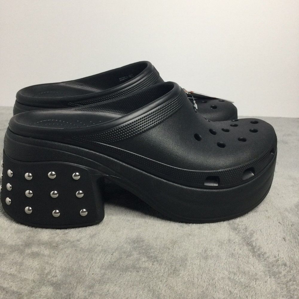 Crocs Unisex Black Platform‎ Adult Siren Studded Clog Women's Size 12